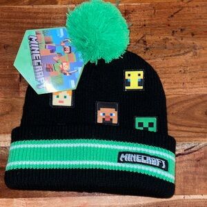 Minecraft Black and Green Knit Beanie